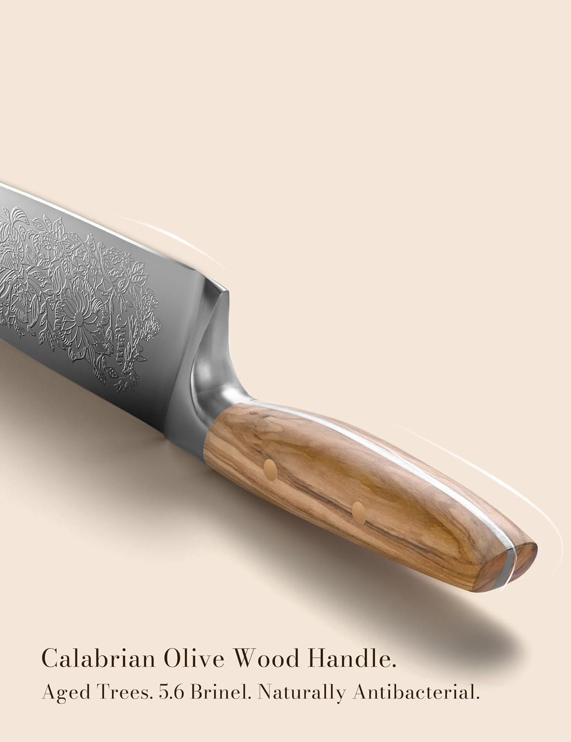 chef-kitchen-knife-8-embossed-botanical-blade-olive-wood-handle