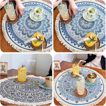 20 Inch round Placemat with Tassels Table Mat Mandala Dinning Table Mat7