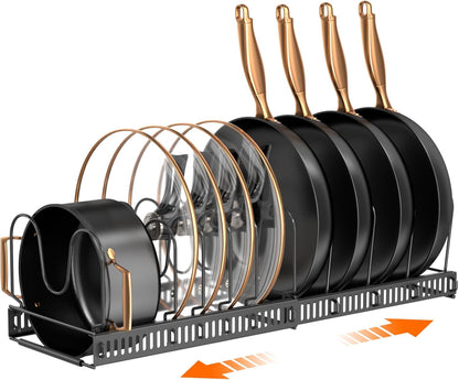 Expandable Pot Pan Lid Organizers inside Cabinet, 10 Divider-Black8