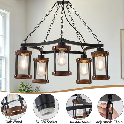5-Light Living Room Light Fixture, Rustic Mini Chandelier for Dining Room3