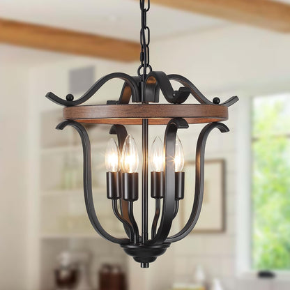 4 Lights Black Farmhouse Chandeliers Vintage Cage Ceiling Light Fixtures1