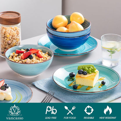 Bonita Stoneware Dinnerware Sets, 24 Pieces Dishes Set for 64