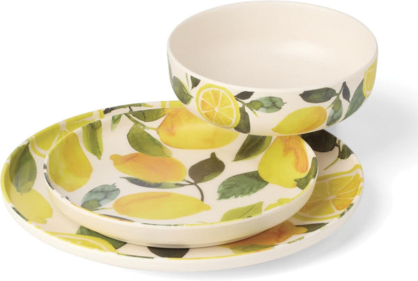 24 Seven Lemon Melamine 12-Piece Dinnerware Set for 43