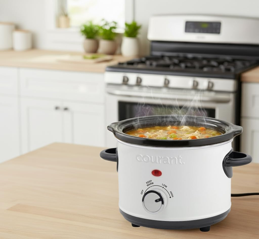 slow-cooker-mini-electric-round-ceramic-pot-adjustable-temp-entrees-sauces-stews-dips-cool-touch-handles-dishwasher-safe-glass-lid-1-5-quart-white-crock