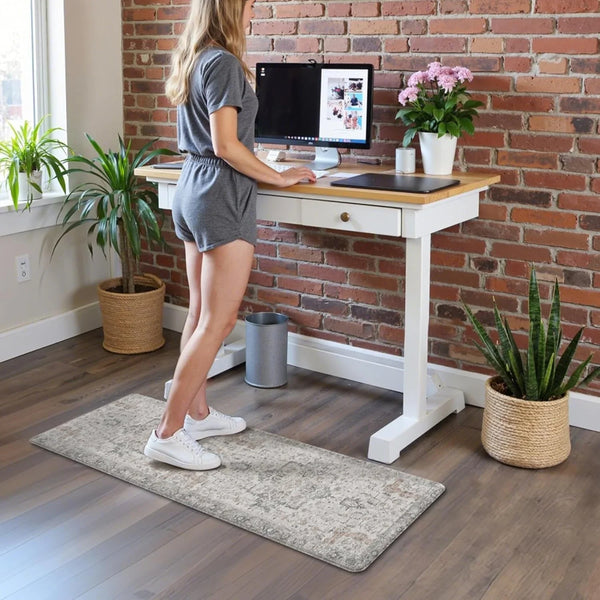anti Fatigue Kitchen Mats for Floor 2PCS, Standing Rugs,Graytaupe | 17.3"X47"+17.3"X30", Vintage Boho Cushioned Set, Waterproof, Non Slip, Easy-Clean for Home, Laundry,Sink, Office, Farmhouse8