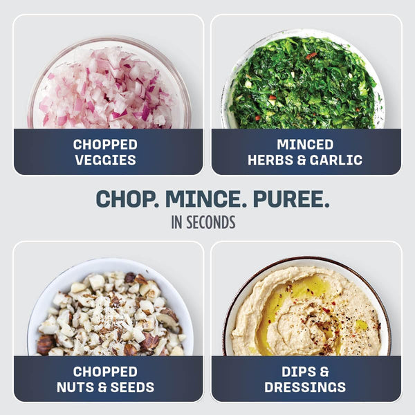 Ninja Express Chop Manual Food Processor, 16Oz Bowl, Gray, NJ100GR | One-Touch Pulse Chops, Grinds & Purees Garlic, Herbs, Nuts & More. 3-Cup Capacity, Stainless Blades, Dishwasher Safe.3