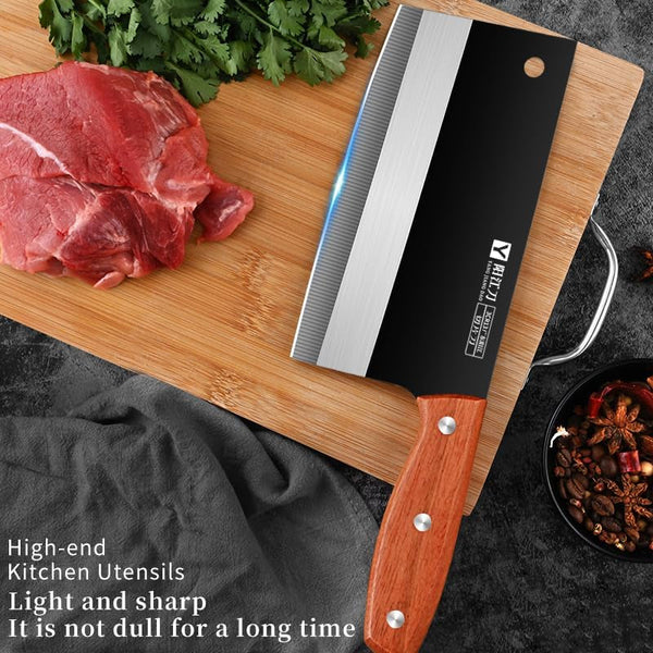 Meat Cleaver,Cleaver Knife 7.5 Inch Kitchen Knives Household Stainless Steel Meat Cleaver, Sharp Chef'S Slicing Knife, Vegetable Cutter, LAMAJIGA58444
