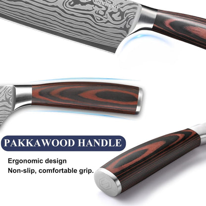 Kitchen Knife Set 5 Piece Chef Knife Set Professional High Carbon Stainless Steel, Sharp Kitchen Knives with Wooden Handle5