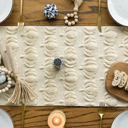 Beige Soft Faux Fur Pumpkins Fall Table Runner 13X60 Inch2