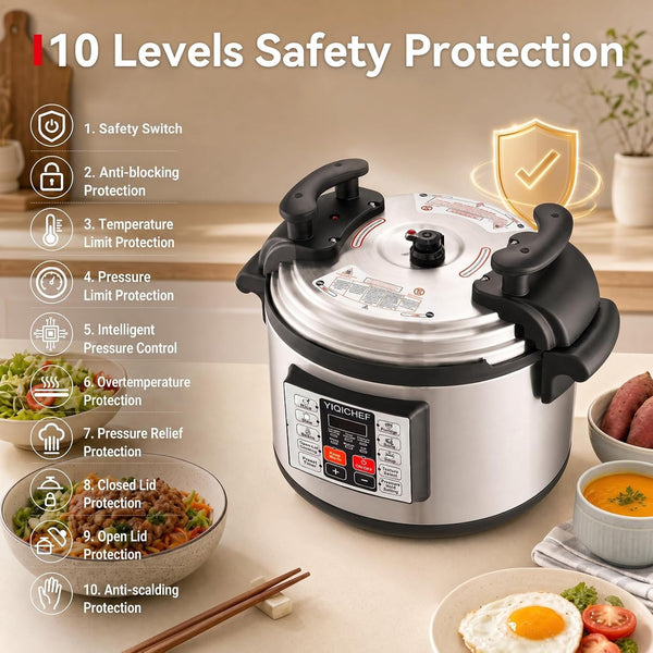 15.8 Qt Commercial Large Electric Pressure Cooker, 10-In-1 Multi-Function Pressure Pot with Steaming Rack & Non-Stick Inner Pot, 24 Hours Preset, Slow Cooker, Steam/Rice Cooker& Auto Keep Warm9