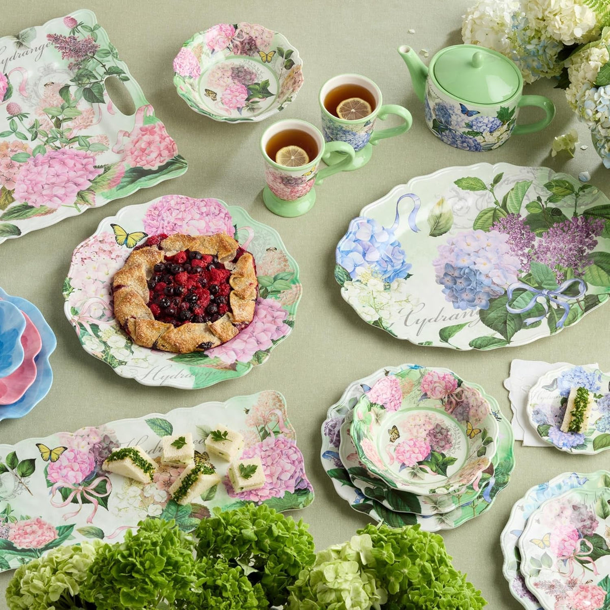 garden-path-melamine-12-piece-dinnerware-set-hydrangea-design-service-for-4-with-dinner-plates-salad-plates-and-bowls-durable-lightweight-and-dishwasher-safe