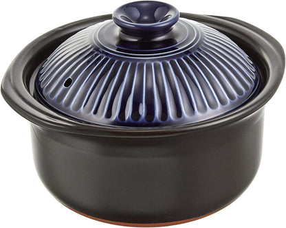 Pottery Chrysanthemum Flower Earthenware, Banko Ware (3 Cook/Lapis/Double Lid) Rice Pot, Ginpu Rice Cooker1