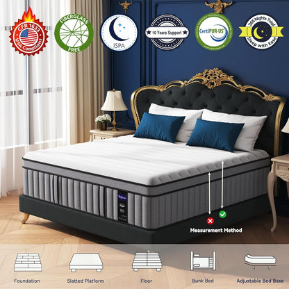 Upgraded Luxury 16 Inch Queen Size Hybrid Mattress in a Box, Medium Firm7