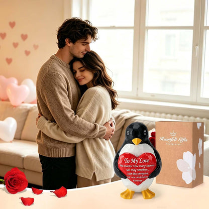 Anniversary Birthday Gift for Women Men Couple,Penguin Figurine for Her Him | I Love You Gifts for Boyfriend Girlfriend,Birthday Gift for Wife Husband Fiancee,Valentines Heart Hand-Painted Penguin Statue7