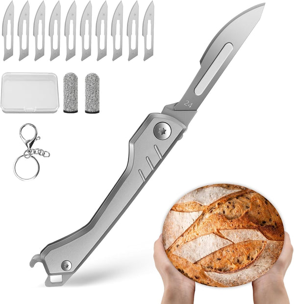 Folding Bread Lame Dough Scoring Tool with 10 Blades & Storage Box1