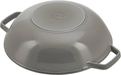 Staub Cast Iron Perfect Pan, Wok, Dutch Oven, 4.5-Quart, Serves 4-5, Made in France, Graphite Gray, Made in France5