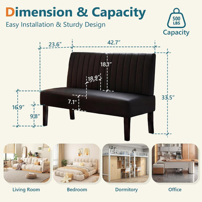 43'' Leather Armless Loveseat with USB, Compact Couch for Living Room2