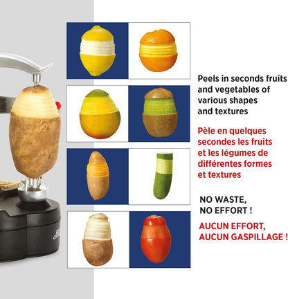 Rotato Express Electric Peeler for Potatoes, Fruits & Vegetables | Hands-Free, Safe & Easy to Use, Effortlessly Peel, Spiralize, Zest & More, Nonslip Base, Includes Spare Blades & Thumb Knife4