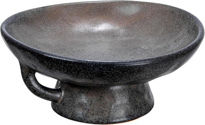 Creative Co-Op Stoneware Bowl with Handle and Base, Black Reactive Glaze2