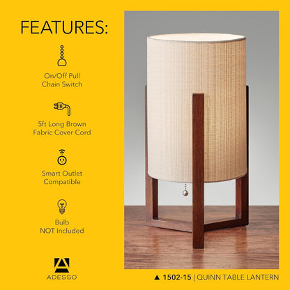 Table Lamp, Walnut Birch Wood & Natural Linen Shade, 23.75”5
