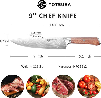 9 Inch Japanese Chef Knife with Full Tang Rosewood Handle2