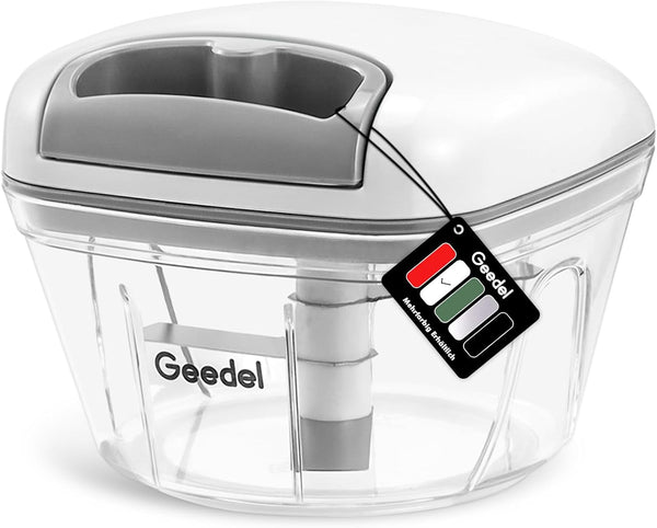Vegetable Chopper, Manual Food Chopper with Hand Pull String, 500Ml | Manual Food Processor, Sharp Stainless Steel Blade, Non-Slip Base, Dishwasher Safe, No BPA, Portable, for Veggie, Fruit, Nut1
