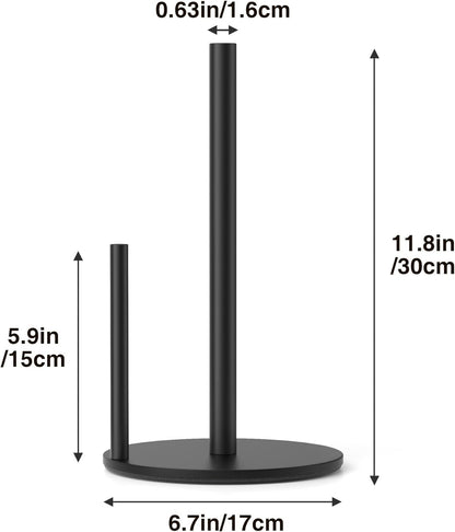 Paper Towel Holder Black, Premium Stainless Steel Kitchen Roll Dispenser, Countertop Roll Organizer with Weighted Base5