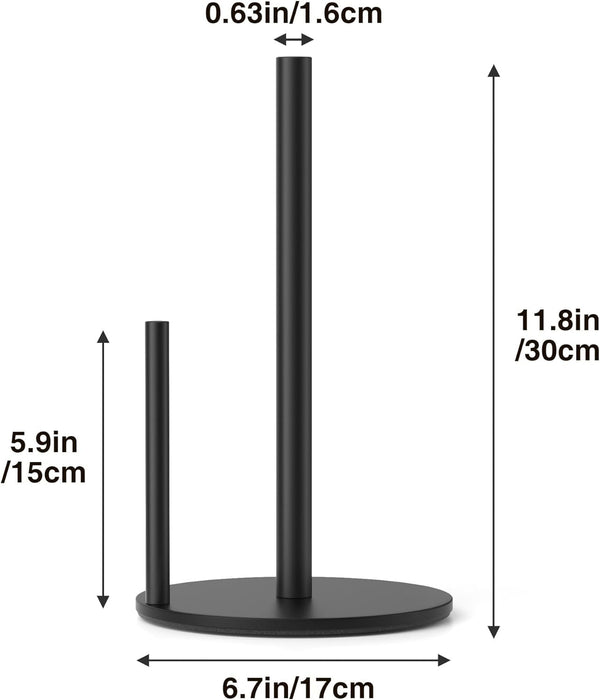 Paper Towel Holder Black, Premium Stainless Steel Kitchen Roll Dispenser, Countertop Roll Organizer with Weighted Base5