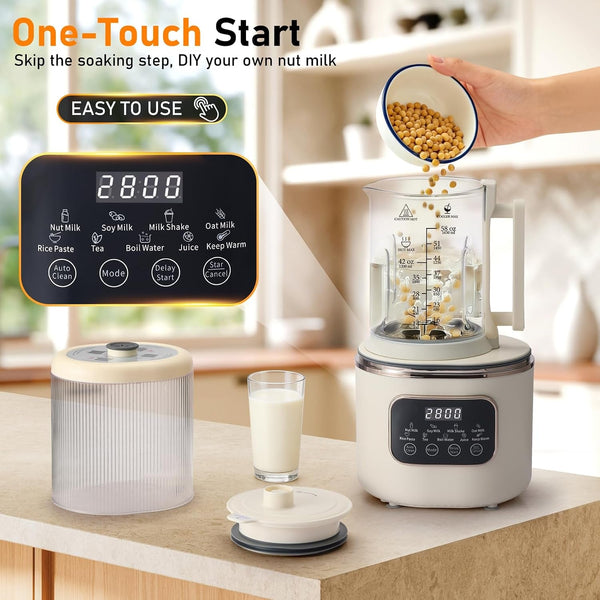 10 in 1 Nut Milk Maker Machine,58Oz with 20 Blades,24H Delay Start&12H Warm | 10 in 1 Nut Milk,Plant Milk,Juice Etc Healthy Diet Machine,58Oz with 20 Blades,Led Display,24H Delay Start&12H Keep Warm6