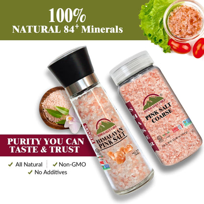 Himalayan Chef Himalayan Pink Salt Grinder & Pink Salt Shaker Refill Adjustable Grinder - Salt Mill and Salt Shaker | Set of 23