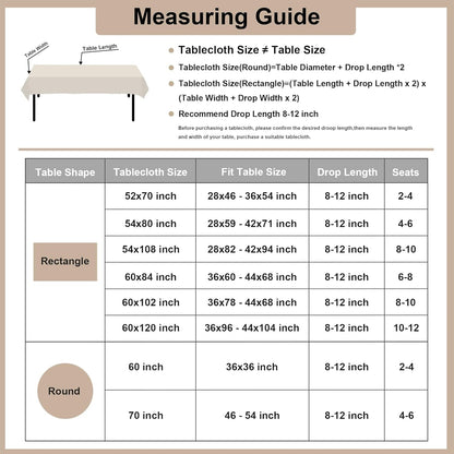 Faux Linen Tablecloth Wrinkle Resistant 54 X 80 Inch - Stone Washable Dust-Proof Rectangle Table Cloth for Kitchen Dining, Outdoor Picnic, Farmhouse Decorative Oblong Table Cover3