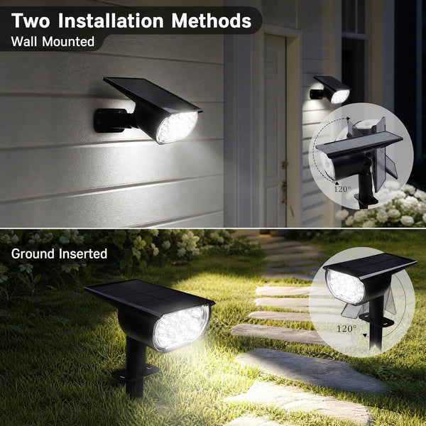 Solar Lights Outdoor, Christmas Lights Outdoor,4 Pack Cool White Landscape Spotlights with 3 Lighting Modes, Waterproof Solar Powered Pathway Lights Outside4