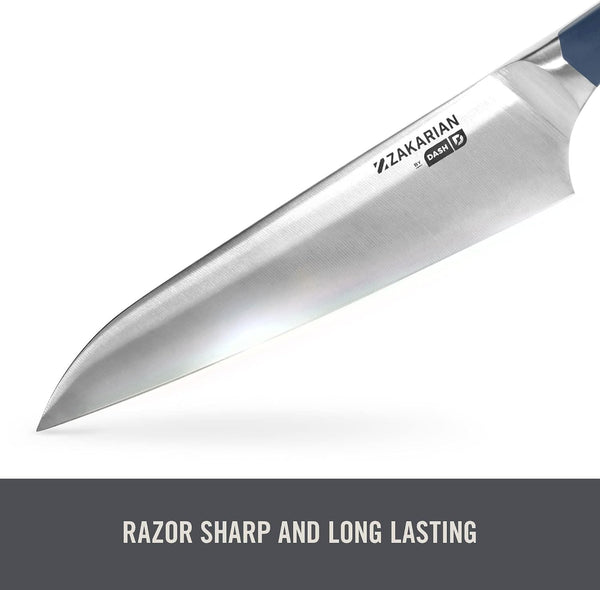 Zakarian 7" Chef Knife, High Carbon German Stainless Steel, Full-Tang Forged for Cooking & Kitchen Prep with Triple-Rivet Handle, Protective Sheath, Black3