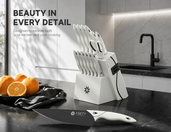 Kitchen Knife Set with Block 15 PCS, Dishwasher Safe Kitchen Knives5