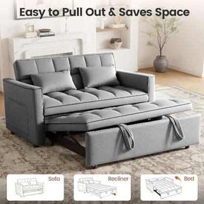 Sleeper Sofa Bed with Adjustable Backrest & Side Pockets, Gray6