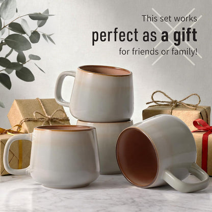 Stoneware Ceramic Coffee Mugs Set of 4 | 12 Oz | Sage Ash | Lead-Free, Non-Toxic, Freezer - Microwave & Dishwasher Safe, Comfortable Handle, Aesthetic Nordic Design for Cappuccino6