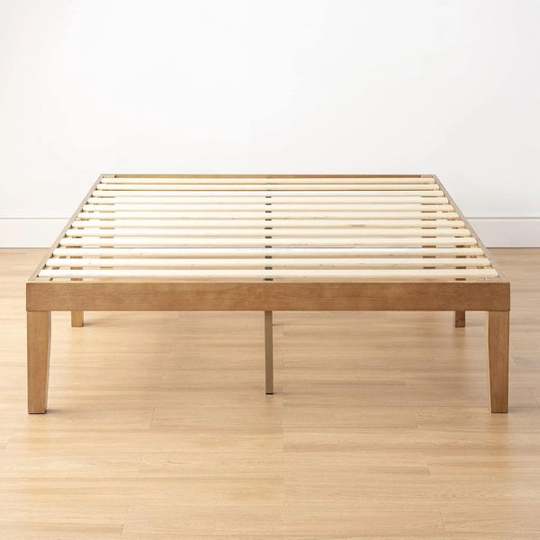 Naturalista Classic 16 Inch Solid Wood Platform Bed with Wooden Slats, Natural Pine, Queen5