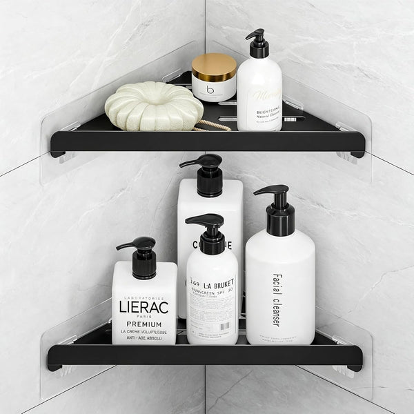 Shower Caddy Storage, Triangle Corner Shelf with Adhesive Hook1