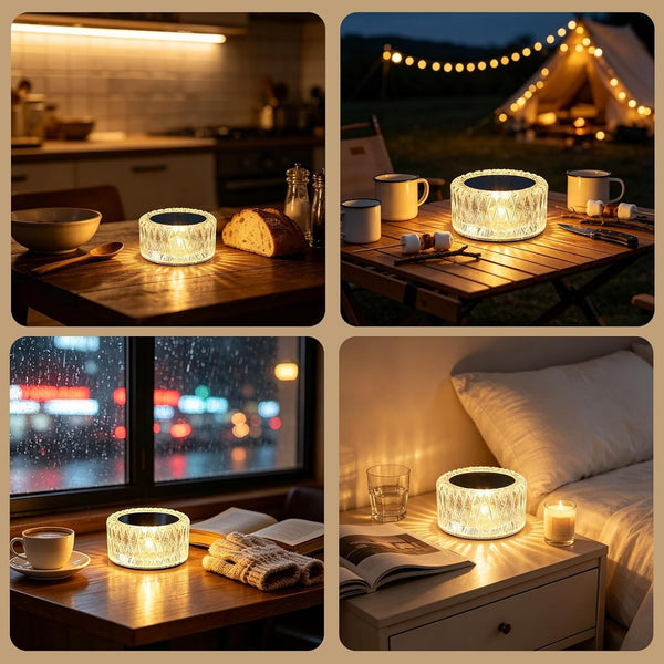 Portable Crystal LED Table Lamp, 3-Levels Brightness Desk Lamp,3 Color Touch Control Rechargeable Lamp for Bedroom Living Room Decor(White)3