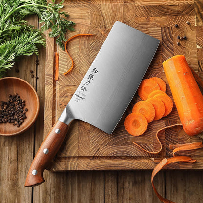 Cleaver Knife 7.1 Inch, German 1.4116 Steel & Ergonomic Red Wood Handle, Sharp Meat Cleaver for Meat Cutting Vegetable Slicing8