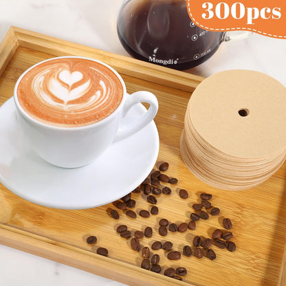 300Pcs Percolator Coffee Filter, 3.75In Unbleached Disposable Coffee Filter | Natural Wood Pulp, Tear Resistant, Fits 3.75In Percolator Coffee Pot and Flat Baskets, Home Office Camping Use6