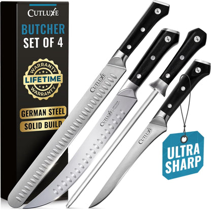 Butcher Knife Set, Brisket, Breaking & Boning Knife with Honing Rod1