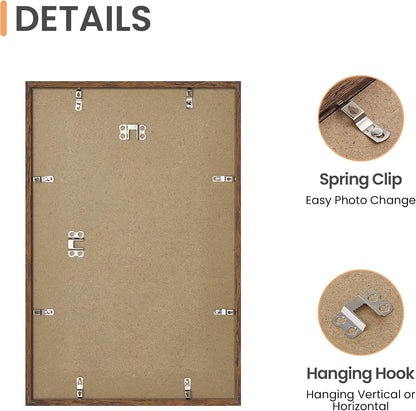 11X17 Picture Frame, Wood Poster Frames, Rustic Brown 1 Pack6