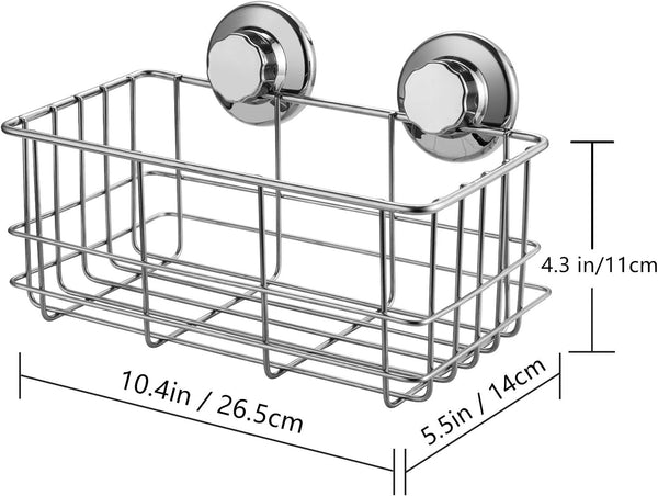 Suction Cup Deep Shower Caddy Bath Wall Shelf for Large Shampoo Shower Gel Holder Bathroom Storage - Rustproof Stainless Steel8