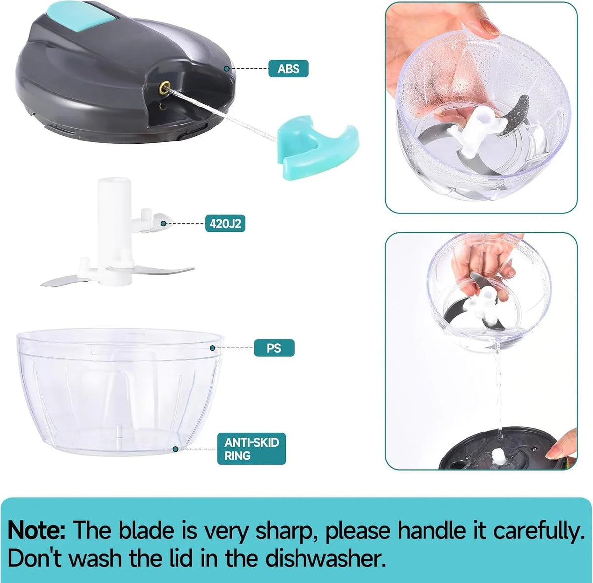 manual-food-processor-vegetable-chopper-portable-hand-pull-string-garlic-mincer-onion-cutter-for-veggies-ginger-fruits-nuts-herbs-etc-500ml-gray-blue