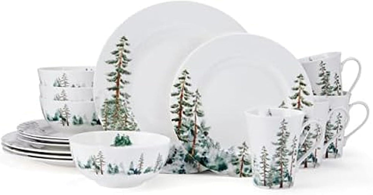 watercolor-forest-bone-china-lightweight-chip-resistant-16-piece-dinnerware-set-service-for-4-white