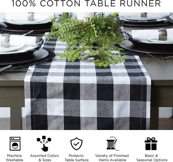 Thanksgiving & Fall Table Decoration Autumn Farmhouse Plaid, Ribbed Table Runner, 13X72, Blue & Orange6