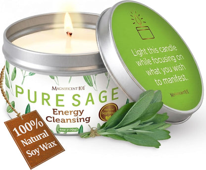 Pure Sage Tin Candle for Energy Cleansing, 6Oz1