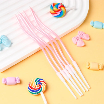 24 Pcs Pink Spiral Long Thin Birthday Candles, Twisted Curved Candle Cake Topper, Birthday Parties, Wedding Decoration4