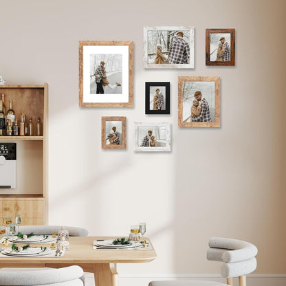 4X6 Picture Frame Set of 6, Dark Brown Rustic Frame with High Definition Real Glass, 4 X 6 Wood Photo Frames for Tabletop Display and Wall Mounting7